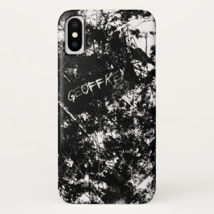 Urban Grunge Black and White Scratch Abstract iPhone X Case