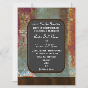 Urban grunge chalkboard style alternative wedding invitation