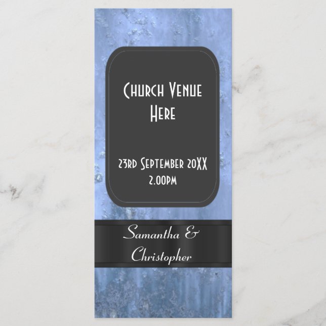Urban grunge chalkboard style alternative wedding programme (Front)