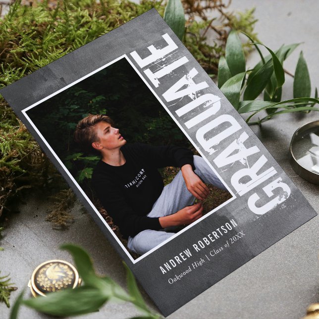 Urban Grunge Photo Graduation Invitation Postcard (Creator Uploaded)
