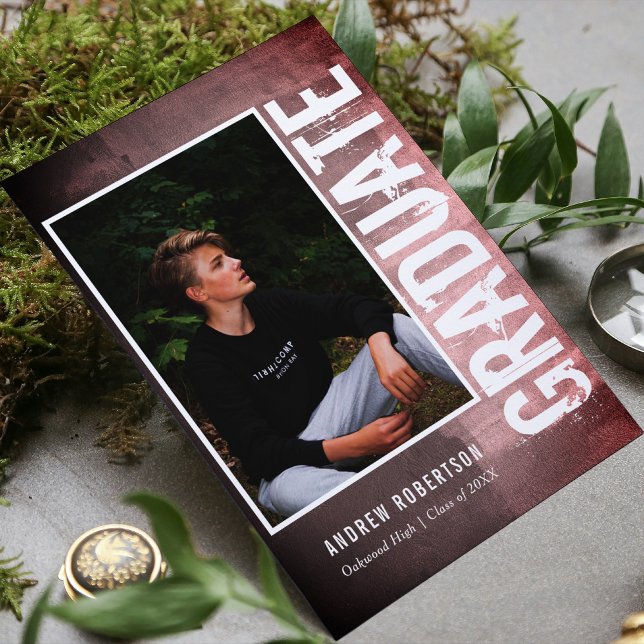 Urban Grunge Photo Graduation Invitation Postcard (Creator Uploaded)