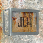 Urban Grunge Rusty Grey Stylish Belt Buckle<br><div class="desc">The architectural detail of rusty stained grey concrete wall with golden yellow,  grey,  black and dark grey created this stylish abstract grunge belt buckle with its industrial,  edgy urban appeal. Sophisticated and stylish grunge personalised with initials.  This image is original street photography by JLW_PHOTOGRAPHY.</div>