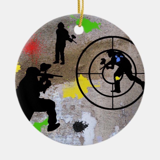 Urban Guerrilla Paintball Ceramic Tree Decoration (Front)