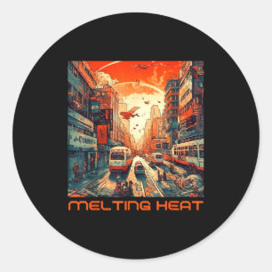 Urban heatwave _ futuristic city & classic round sticker