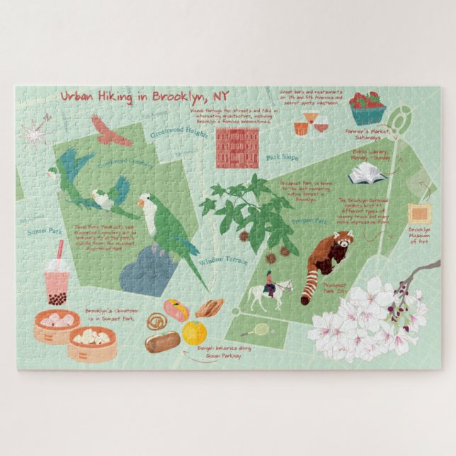 Urban Hiking Map of Brooklyn Jigsaw Puzzle (Horizontal)