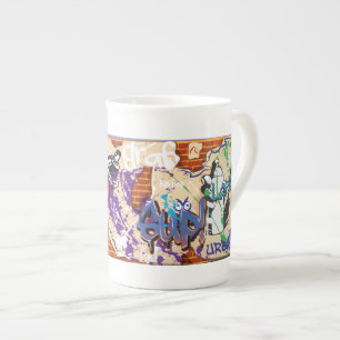 Urban Hip Hop Graffiti Wall. Bone China Mug