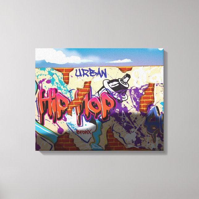 Urban Hip Hop Graffiti Wall. Canvas Print (Front)
