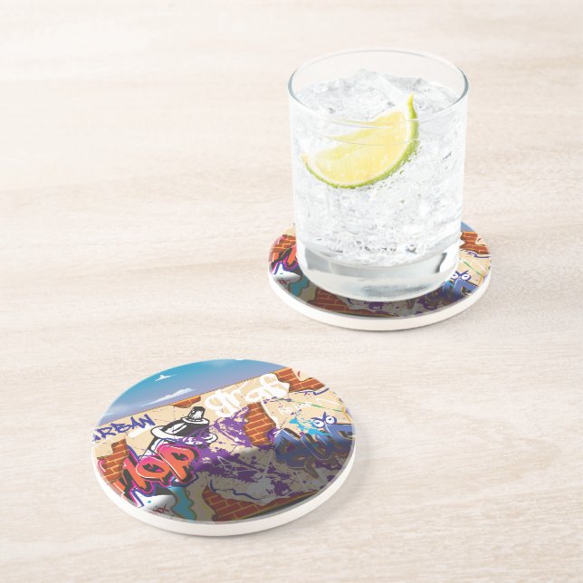 Urban Hip Hop Graffiti Wall. Coaster (Side)