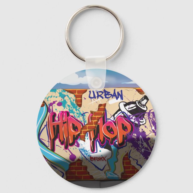 Urban Hip Hop Graffiti Wall. Key Ring (Front)