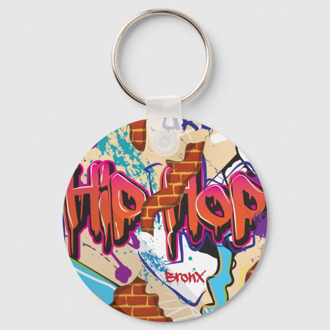 Urban Hip Hop Graffiti Wall. Key Ring (Front)