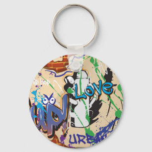 Urban Hip Hop Graffiti Wall. Key Ring