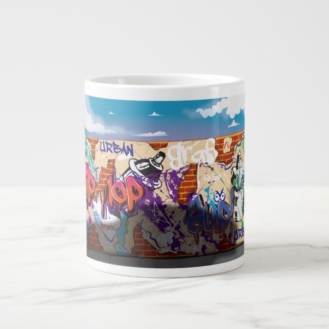 Urban Hip Hop Graffiti Wall. Large Coffee Mug (Front)