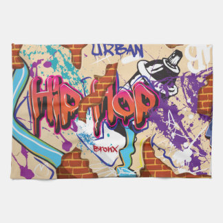 Urban Hip Hop Graffiti Wall. Tea Towel