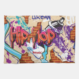 Urban Hip Hop Graffiti Wall. Tea Towel