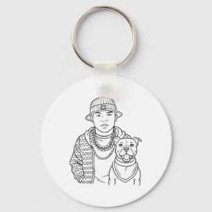 Urban Human-dog Duo Tattoo Art Street Wear Style _ Key Ring
