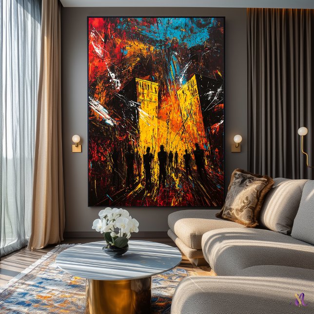 Urban Inferno – Expressionist Cityscape in Chaos Poster (Creator Uploaded)