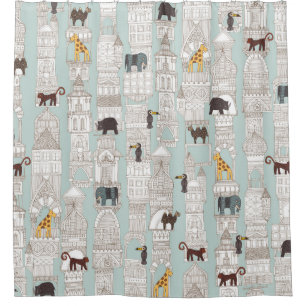 urban jungle silver mint shower curtain