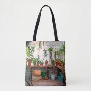 Urban jungle. Winter garden with plants, flowers. Tote Bag