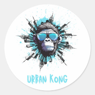 Urban Kong – Cool Gorilla with Sunglasses Street A Classic Round Sticker