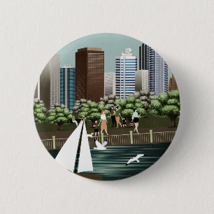 Urban landscape 6 cm round badge
