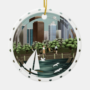 Urban landscape ceramic tree decoration