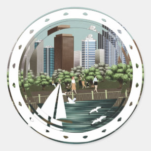 Urban landscape classic round sticker