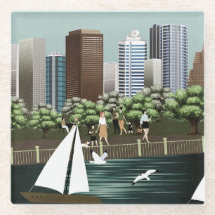 Urban landscape glass coaster
