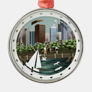 Urban landscape metal tree decoration