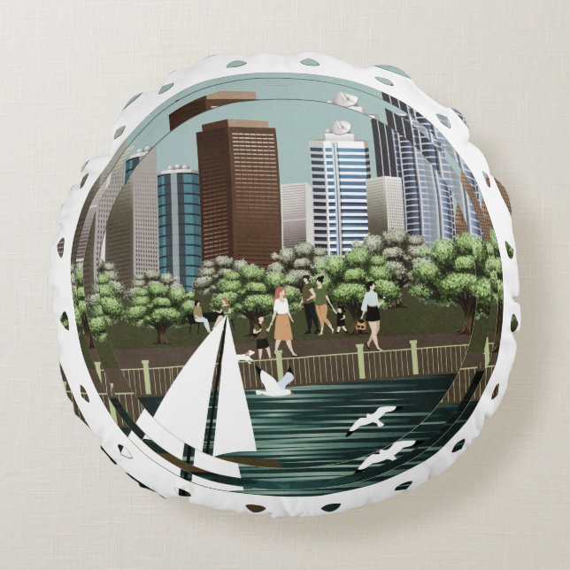 Urban landscape round cushion (Front)