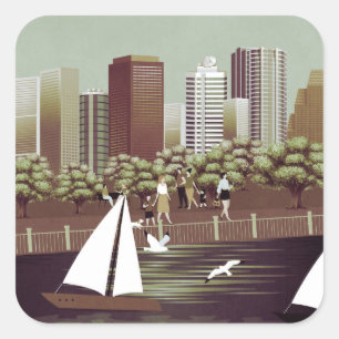 Urban landscape square sticker