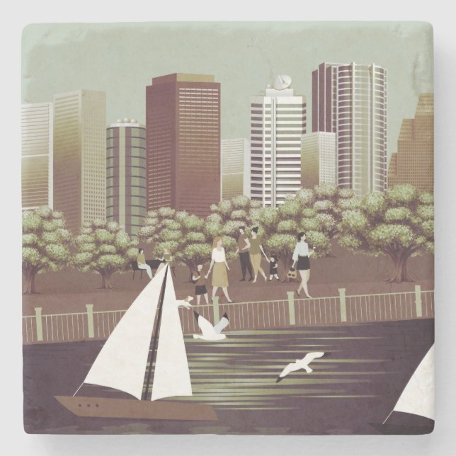 Urban landscape stone coaster (Front)