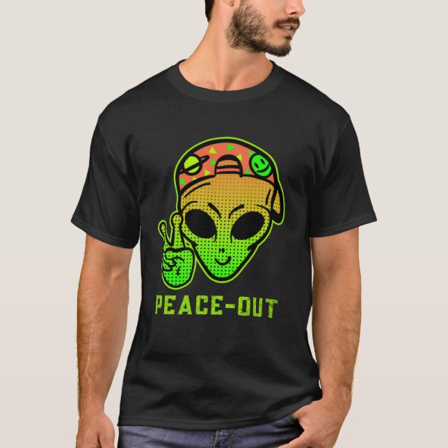 Urban Legend Alien Streetwear PEACE OUT T-Shirt (Front)