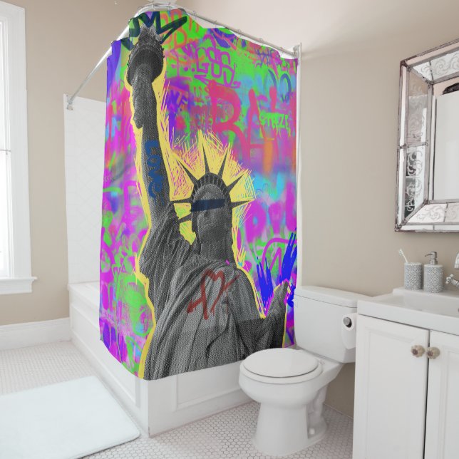 Urban Liberty Modern Artistic Collage Shower Curtain (In Situ)