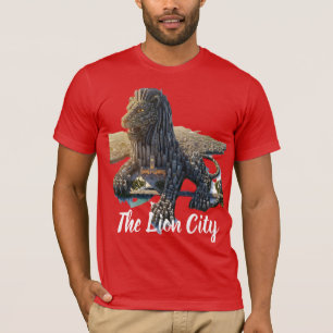 Urban Lion Cityscape Architectural Red Shirt