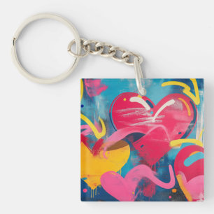 Urban Love: Graffiti Hearts Key Ring
