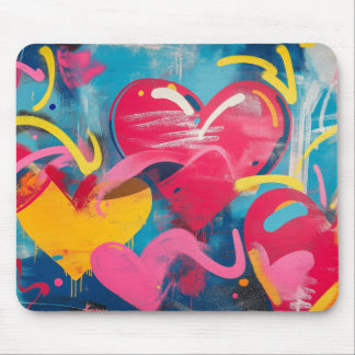 Urban Love: Graffiti Hearts Mouse Mat