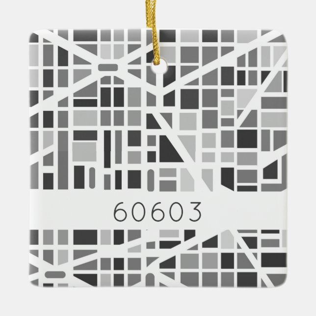 Urban Map Zip Code Architectural Design Modern Ceramic Ornament (Front)
