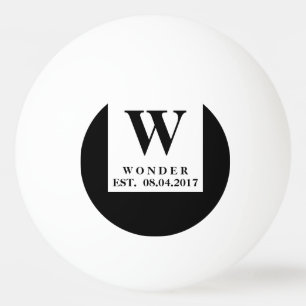 Urban Minimalist Wedding   Black Newlywed Monogram Ping Pong Ball