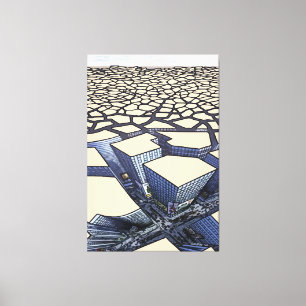 Urban Mirage: Concrete Canyons on Barren Lands Canvas Print
