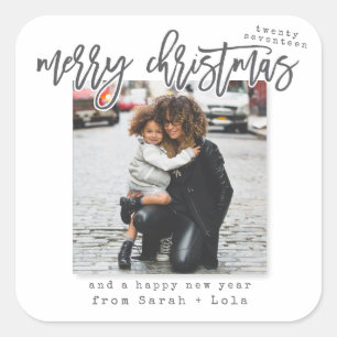 URBAN MODERN MERRY CHRISTMAS SQUARE STICKER