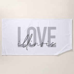 Urban, modern, simple, cool design Love Illinois Beach Towel