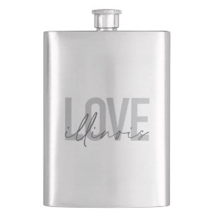 Urban, modern, simple, cool design Love Illinois Hip Flask