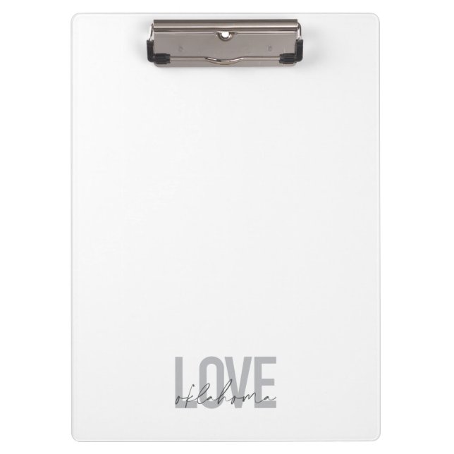 Urban, modern, simple, cool design Love Oklahoma Clipboard (Front)