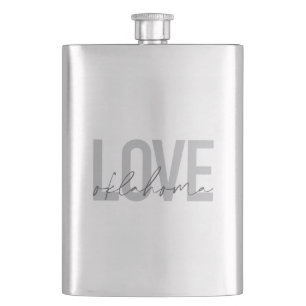 Urban, modern, simple, cool design Love Oklahoma Hip Flask