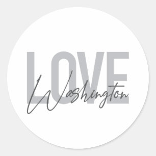 Urban, modern, simple, cool design Love Washington Classic Round Sticker