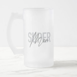 Urban, modern, simple cool design of Super Mom Frosted Glass Beer Mug