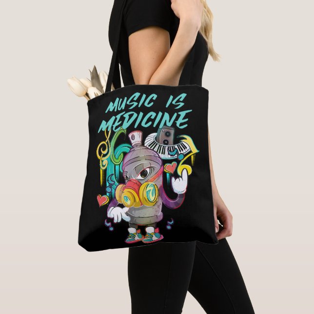 Urban Music is Medicine Graffiti Tote Bag (Close Up)