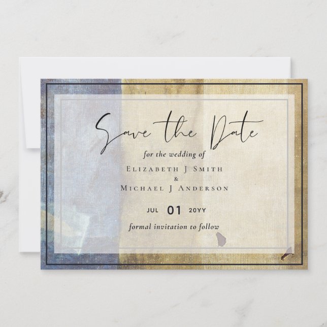 Urban Navy Blue Modern Budget Wedding Invitation (Front)