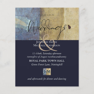 Urban Navy Blue Modern Budget Wedding Invitation