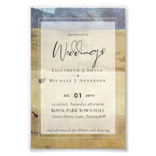 Urban Navy Blue Modern Budget Wedding Invitation Photo Print